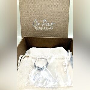 Or Paz Israel Sterling Silver Topaz Flower Accent Ring Sz 8.25 W/ Box And Pouch